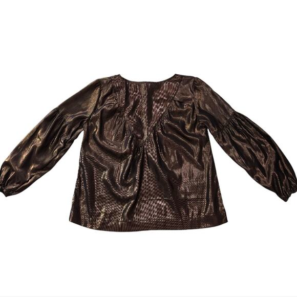 NWT Anthropologie Amadi Merry Metallic Lure Bronze Party Cocktail Blouse Size XS - Picture 7 of 15